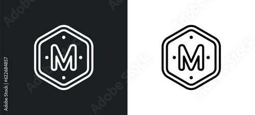 m outline icon in white and black colors. m flat vector icon from signaling collection for web, mobile apps and ui.