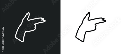 finger gun outline icon in white and black colors. finger gun flat vector icon from shapes collection for web, mobile apps and ui.