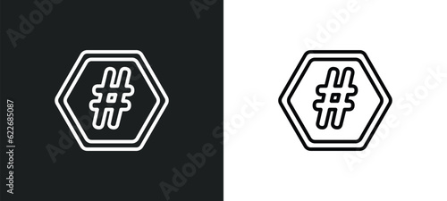 hash key outline icon in white and black colors. hash key flat vector icon from shapes collection for web, mobile apps and ui.
