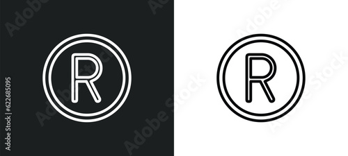trademark outline icon in white and black colors. trademark flat vector icon from shapes collection for web, mobile apps and ui.