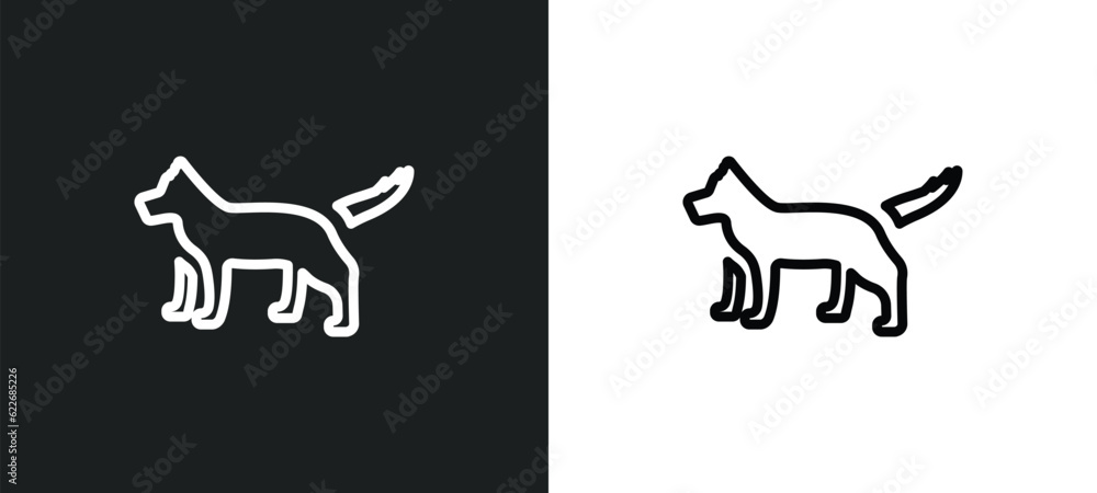 jackal outline icon in white and black colors. jackal flat vector icon from shapes collection for web, mobile apps and ui.