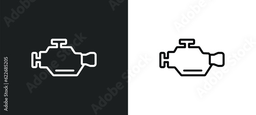 Quadro em tela malfunction indicador outline icon in white and black colors