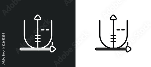 parabola outline icon in white and black colors. parabola flat vector icon from shapes collection for web, mobile apps and ui.