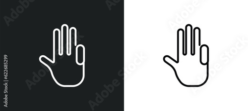 four finger in hand outline icon in white and black colors. four finger in hand flat vector icon from shapes collection for web, mobile apps and ui.