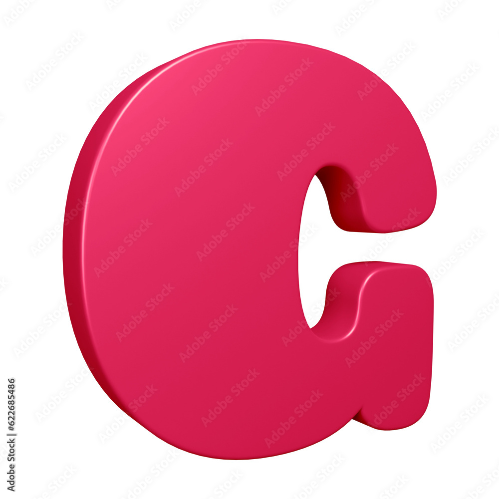 3D pink alphabet letter g for education and text concept 3D pink alphabet letter g for education and text concept