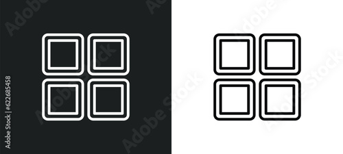 four squares outline icon in white and black colors. four squares flat vector icon from shapes collection for web, mobile apps and ui.