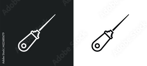 awl outline icon in white and black colors. awl flat vector icon from sew collection for web, mobile apps and ui.