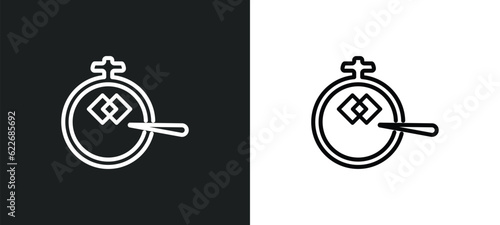 needlepoint outline icon in white and black colors. needlepoint flat vector icon from sew collection for web, mobile apps and ui. photo