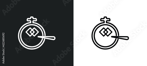 needlepoint outline icon in white and black colors. needlepoint flat vector icon from sew collection for web, mobile apps and ui.