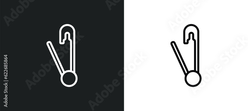 clothespin outline icon in white and black colors. clothespin flat vector icon from sew collection for web, mobile apps and ui.