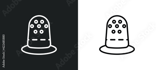 thimble outline icon in white and black colors. thimble flat vector icon from sew collection for web, mobile apps and ui.