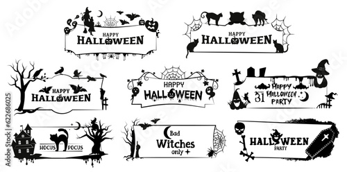 Halloween frames. Collection of frames with a skull, ghosts