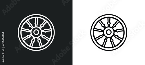 spokes outline icon in white and black colors. spokes flat vector icon from sew collection for web, mobile apps and ui.