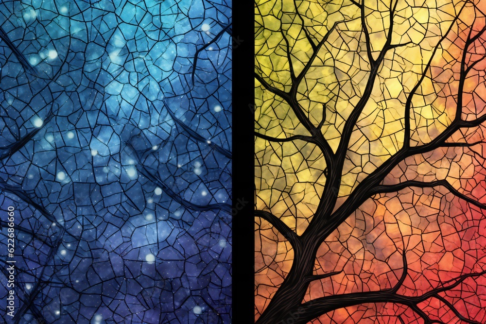 Stained Glass Celestial Trees Digital paper Generative AI Stained Glass Celestial Trees Digital paper Generative AI