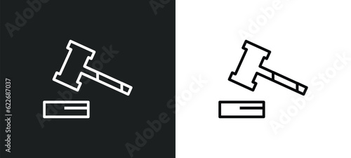 court gavel outline icon in white and black colors. court gavel flat vector icon from security collection for web, mobile apps and ui.
