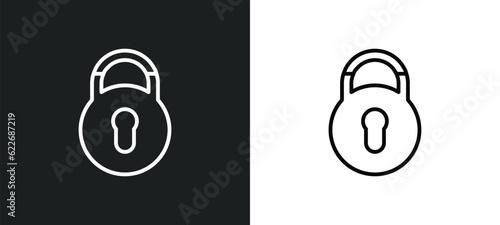 padlock close outline icon in white and black colors. padlock close flat vector icon from security collection for web, mobile apps and ui.