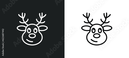 reindeer outline icon in white and black colors. reindeer flat vector icon from season collection for web, mobile apps and ui.