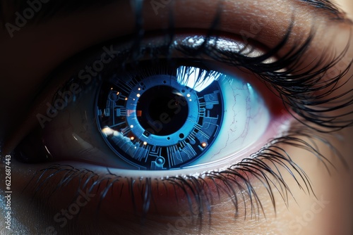 Close-Up of Eye with Futuristic Interface - Augmented Reality