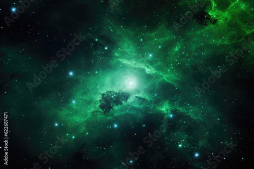 Celestial Emeraldscape. Generative AI