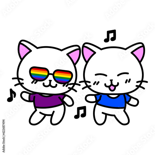 Vector Cartoon Cute Pride Cat Characters Isolated