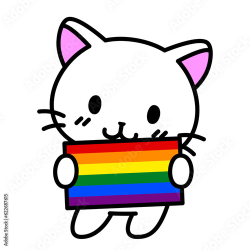 Vector Cartoon Cute Pride Cat Characters Isolated