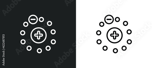 electron outline icon in white and black colors. electron flat vector icon from science collection for web, mobile apps and ui.