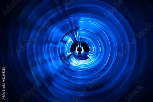 Yoga meditation woman in yoga lotus pose with aura spiritual
