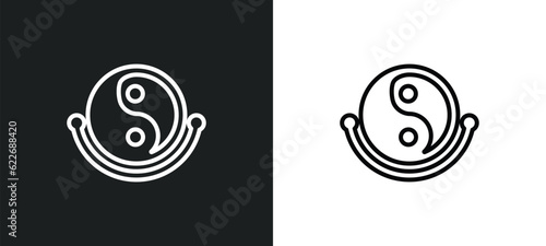 taoism outline icon in white and black colors. taoism flat vector icon from religion collection for web, mobile apps and ui.