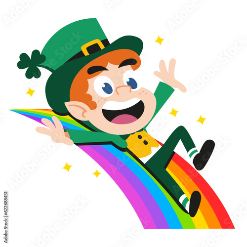 Vector Cartoon Cute Saint Patrick Leprechaun Illustration Isolated
