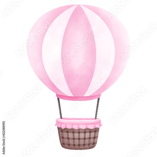 Pink hot air balloon cartoon drawing 
