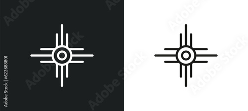 native american sun outline icon in white and black colors. native american sun flat vector icon from religion collection for web, mobile apps and ui.