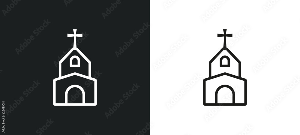 monastery outline icon in white and black colors. monastery flat vector icon from religion collection for web, mobile apps and ui.