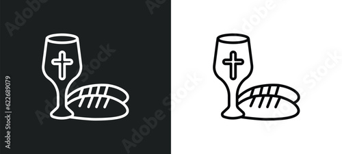 communion outline icon in white and black colors. communion flat vector icon from religion collection for web, mobile apps and ui.