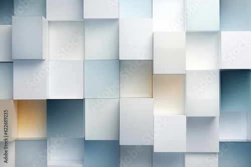 Minimalist Abstract Background of Geometric Shapes in Varying Shades of White Created with Generative AI