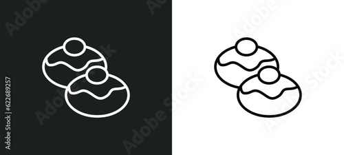 sufganiyah outline icon in white and black colors. sufganiyah flat vector icon from religion collection for web, mobile apps and ui.