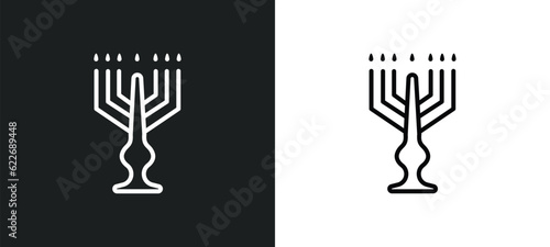 jewish candles outline icon in white and black colors. jewish candles flat vector icon from religion collection for web, mobile apps and ui.