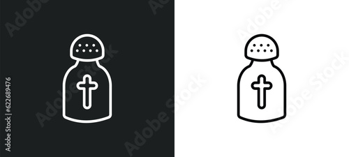 religious salt outline icon in white and black colors. religious salt flat vector icon from religion collection for web, mobile apps and ui.