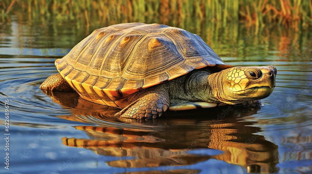 Fototapeta premium turtle on the water HD 8K wallpaper Stock Photographic Image