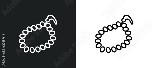 muslim tasbih outline icon in white and black colors. muslim tasbih flat vector icon from religion collection for web, mobile apps and ui.