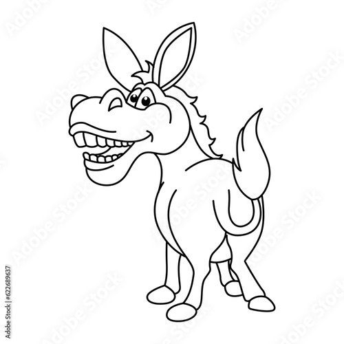 Funny donkey cartoon coloring page