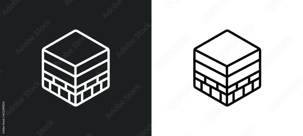 kaaba outline icon in white and black colors. kaaba flat vector icon from religion collection for web, mobile apps and ui.