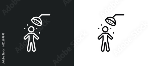 islamic ghusl outline icon in white and black colors. islamic ghusl flat vector icon from religion collection for web, mobile apps and ui.