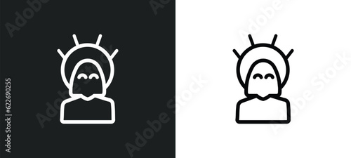 jesus outline icon in white and black colors. jesus flat vector icon from religion collection for web, mobile apps and ui.