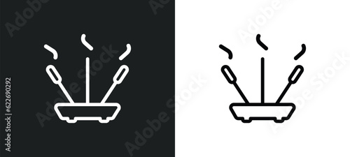 incense outline icon in white and black colors. incense flat vector icon from religion collection for web, mobile apps and ui.