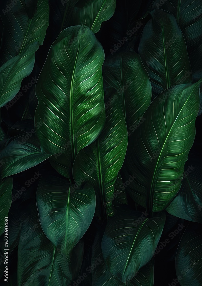 Abstract green leaf texture, nature background, tropical. Generative Ai. Abstract green leaf texture, nature background, tropical. Generative Ai.