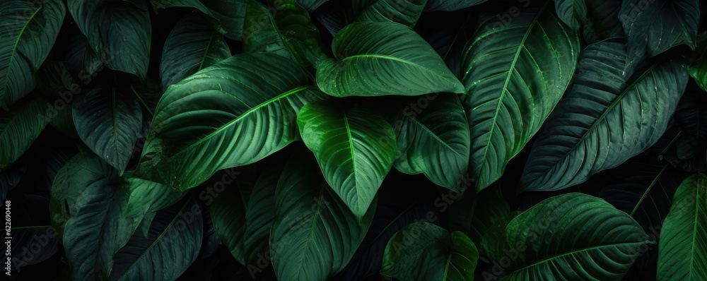 Abstract green leaf texture, nature background, tropical panorama. Generative Ai. Abstract green leaf texture, nature background, tropical panorama. Generative Ai.