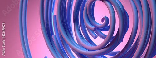 Bent circular lines Delicate luxury modern Bezier curve art Blue and pink Abstract, Elegant and Modern 3D Rendering imagehigh Resolution 3D rendering image