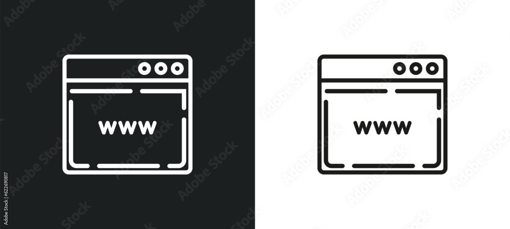 web page outline icon in white and black colors. web page flat vector icon from programming collection for web, mobile apps and ui.