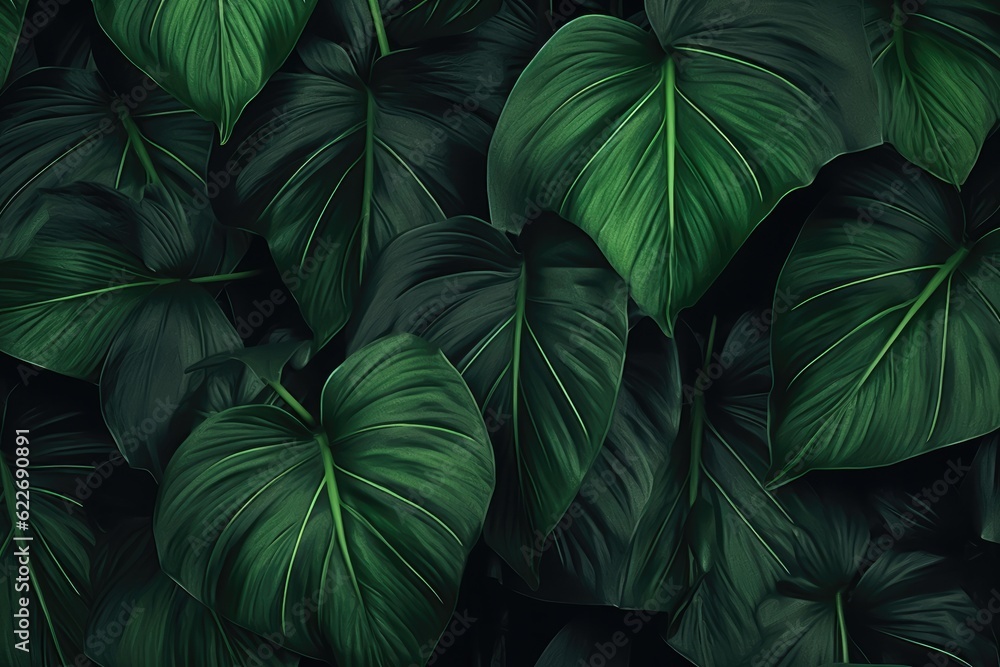 Abstract green leaf texture, nature background, tropical. Generative Ai. Abstract green leaf texture, nature background, tropical. Generative Ai.