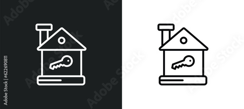 house key outline icon in white and black colors. house key flat vector icon from real estate collection for web, mobile apps and ui.
